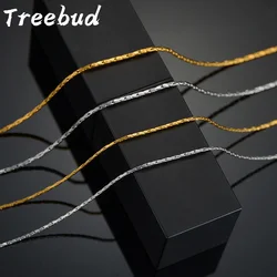 Treebud 0.4mm/0.5mm Thin Square Round Chain Women Necklace Stainless Steel Elegant Link Choker Birthday Party Jewelry Gifts