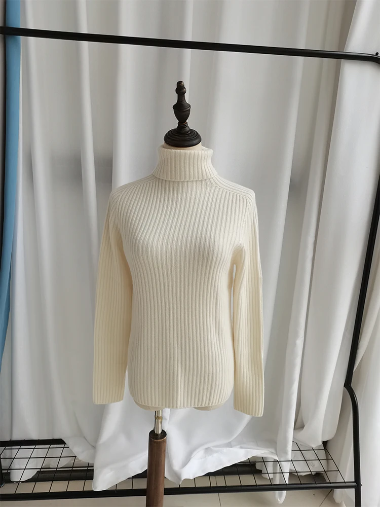 Birdtree 100%Cashmere Pullover High Neck Thickened Simple Solid Soft Comfortable Warm Commute Knit Sweater Fall Winter T30004QD