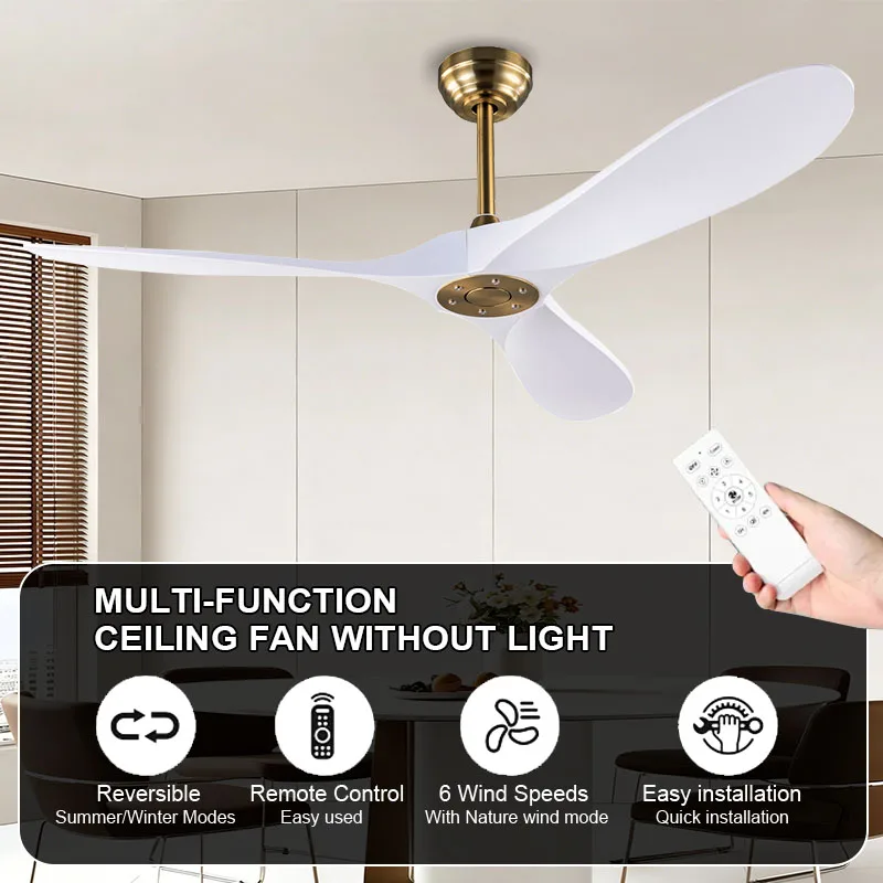 

52 60 inch ceiling fan modern luxury ABS electric fan 3-blade living room dining room high wind capacity unlit fans
