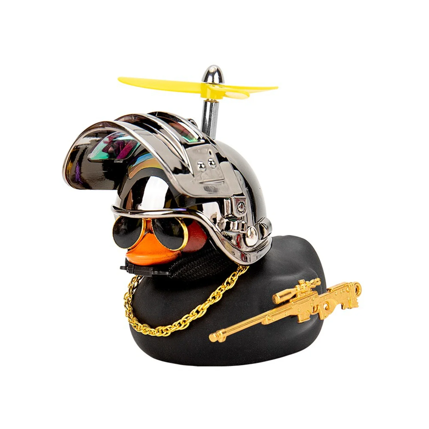 Cute Yellow Rubber Duck with Helmet - Unique Broken Wind Design - Fun Motor Accessories for Car Interior Decoration - Playful an