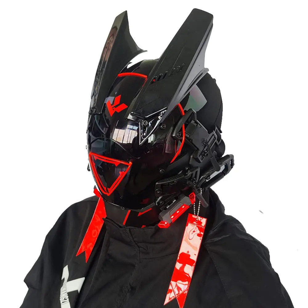 JAUPTO Punk Mask Cosplay for Men Women, LED Triangle Light Mask Cosplay Halloween Fit Party Music Festival Accessories