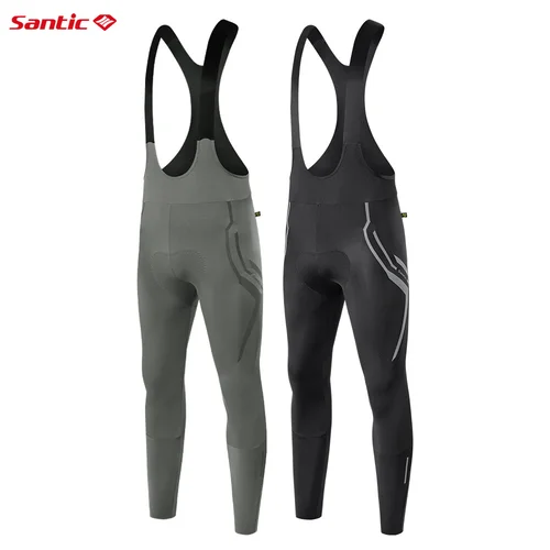 Imagen 2 del producto Santic-pantalones con pechera para ciclismo para hombre, cojín de esponja absorbente de humedad, transpirables, con correa reflectante, TM25C04285