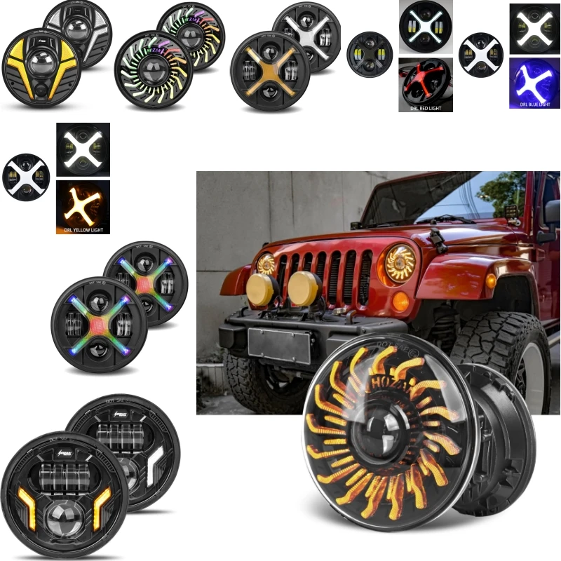 The latest 7-inch headlight collection for Jeep Wrangler JK, waterproof, certified, patented, team developed