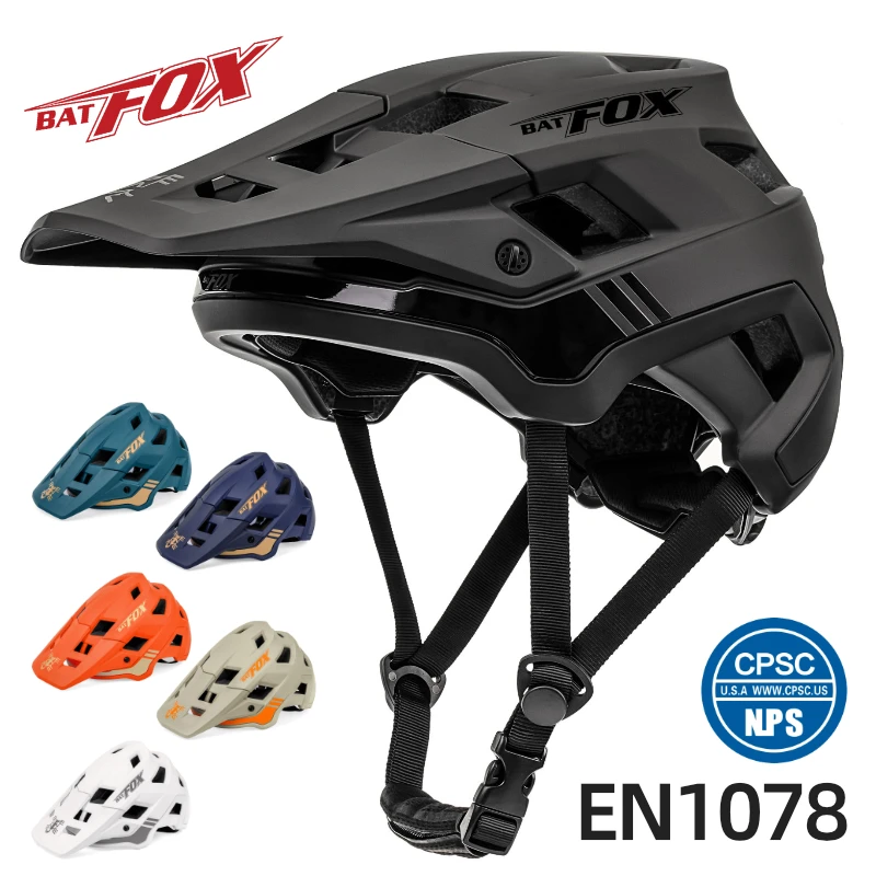 

Batfox Ultralight Mountain Bike Helmet DH Downhill MTB Integrally-molded Bicycle Cycling Helmet Sun Visor Safety Cap Men Riding