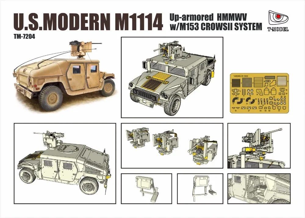 T-MODEL TM-7204 1/72 U.S.HMMWV M1114 w/M153 CROWSII - Assemble Scale Model Kit