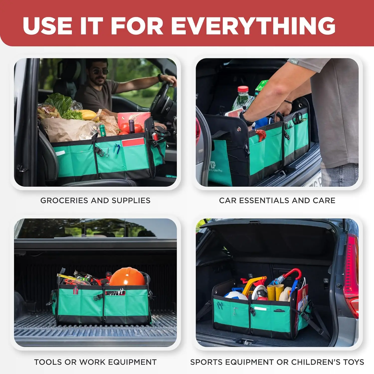 Teal อุปกรณ์เสริมในรถยนต์ Trunk Organizer พรีเมี่ยม Multi Movable ช่องพับรถ Organizer,