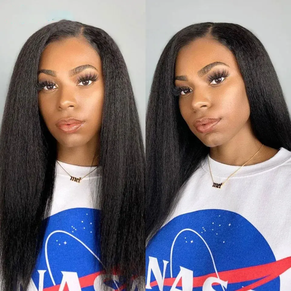 Natural Black 13X6 HD Lace Front Wig Human Hair 13x4 Straight 180 Density Pre Plugging Closure for Women 20 Inch Human Hair Wig