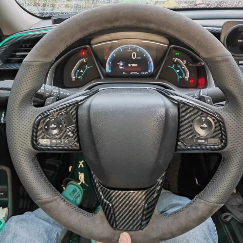 

Hand-Sewn Custom Suede Car Steering Wheel Haoying 10th generation Civic Interior Accessories Steering Wheel Cover For Honda CR