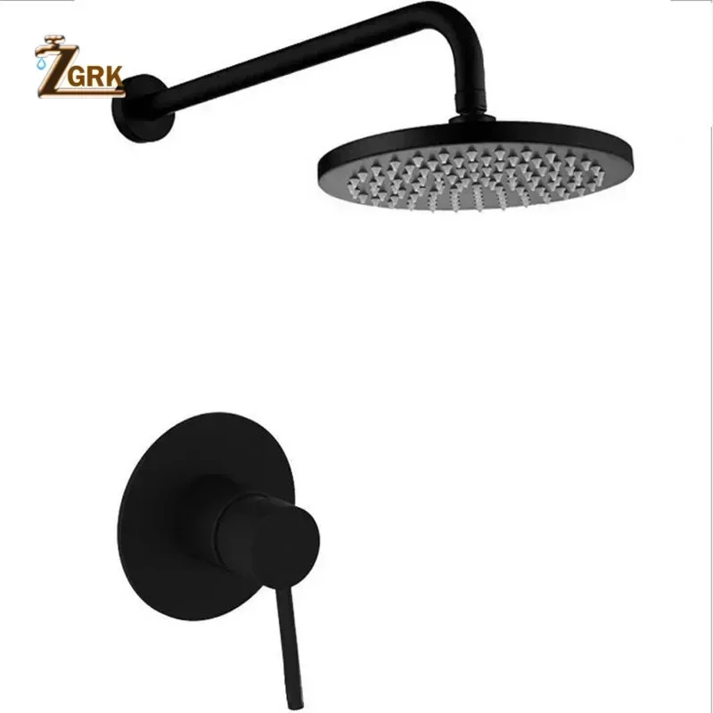 

ZGRK Concealed Bathroom Shower Faucet Wall Mount Bath Shower Mixer Tap Brass Antique 8" Rainfall with Handshower Shower Set