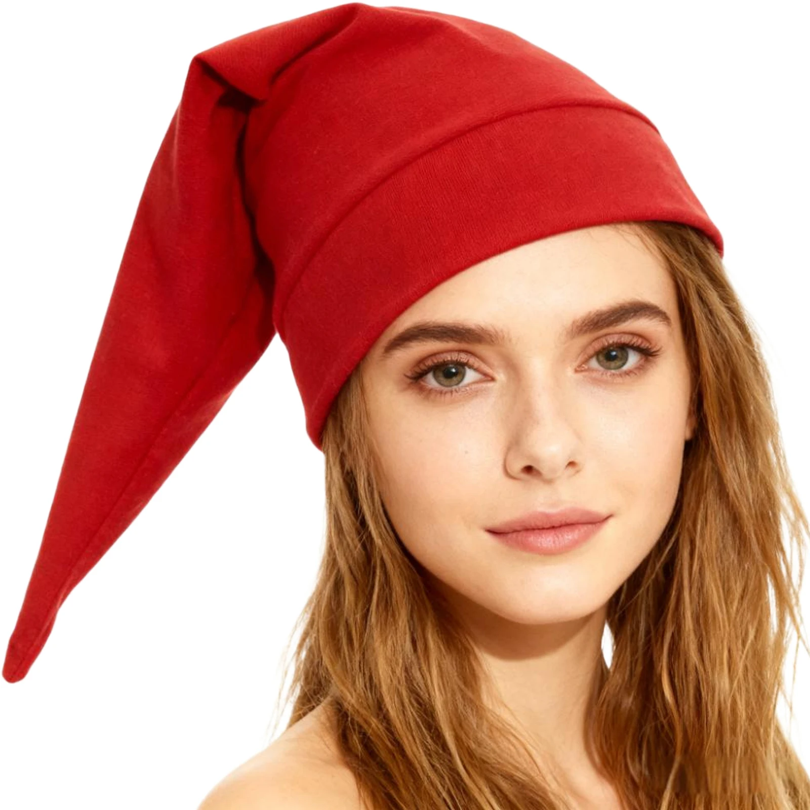 Christmas Elf Hat Solid Color Adults Christmas Elf Cosplay Costume Accessories Daily Use Cap for Men Women Xmas Cosplay Party