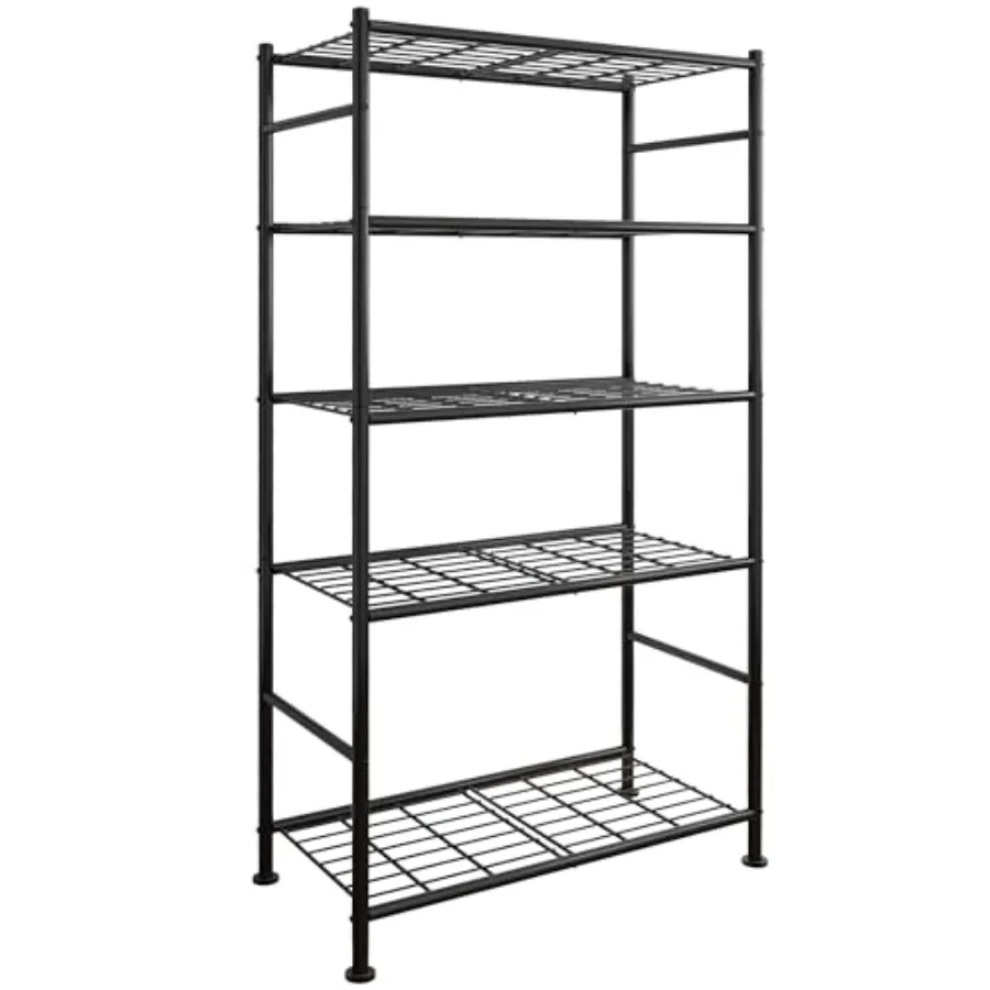 

5 Tier Heavy Duty Metal Storage Shelves with Leveling Feet for Garage Pantry Kitchen Closet 33.0 W x 12.6 D x 72.0 H Black