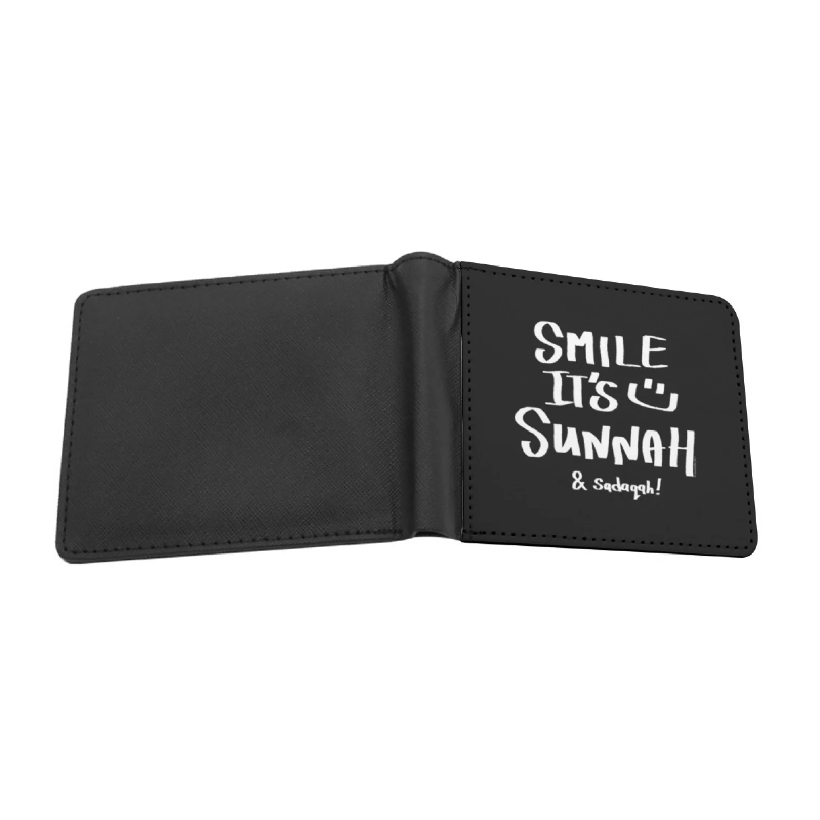 Smile It's Sunnah Sadaqah Ii Personalized Men's Leather Wallet Card Money Bag Pu Leather Wallet Allah God Bismillah Salam Iman