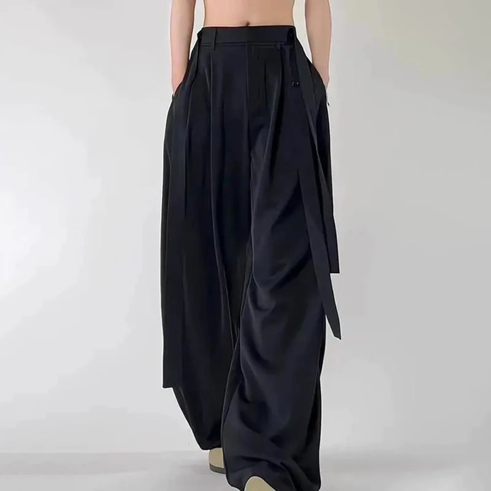 Summer New Men's Solid Color Straight Suit Trousers Korean Style Fashion Trend Leisure Loose Simple Breathable Men's Bottoms