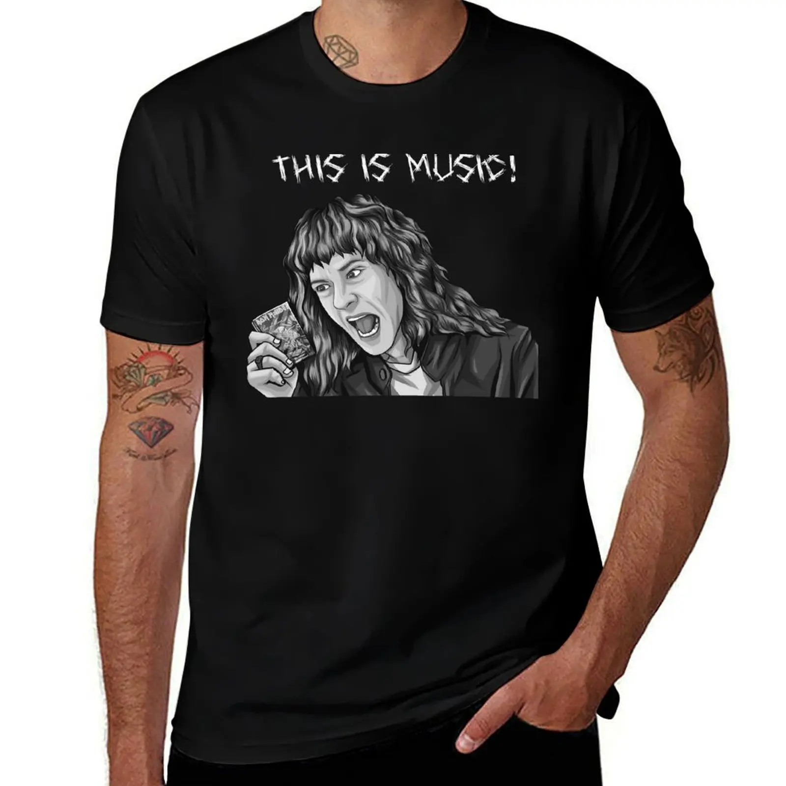 

Eddie Munson This is music! T-Shirt man t shirt luxury t shirt man plain man t shirt heavy cotton T-Shirt