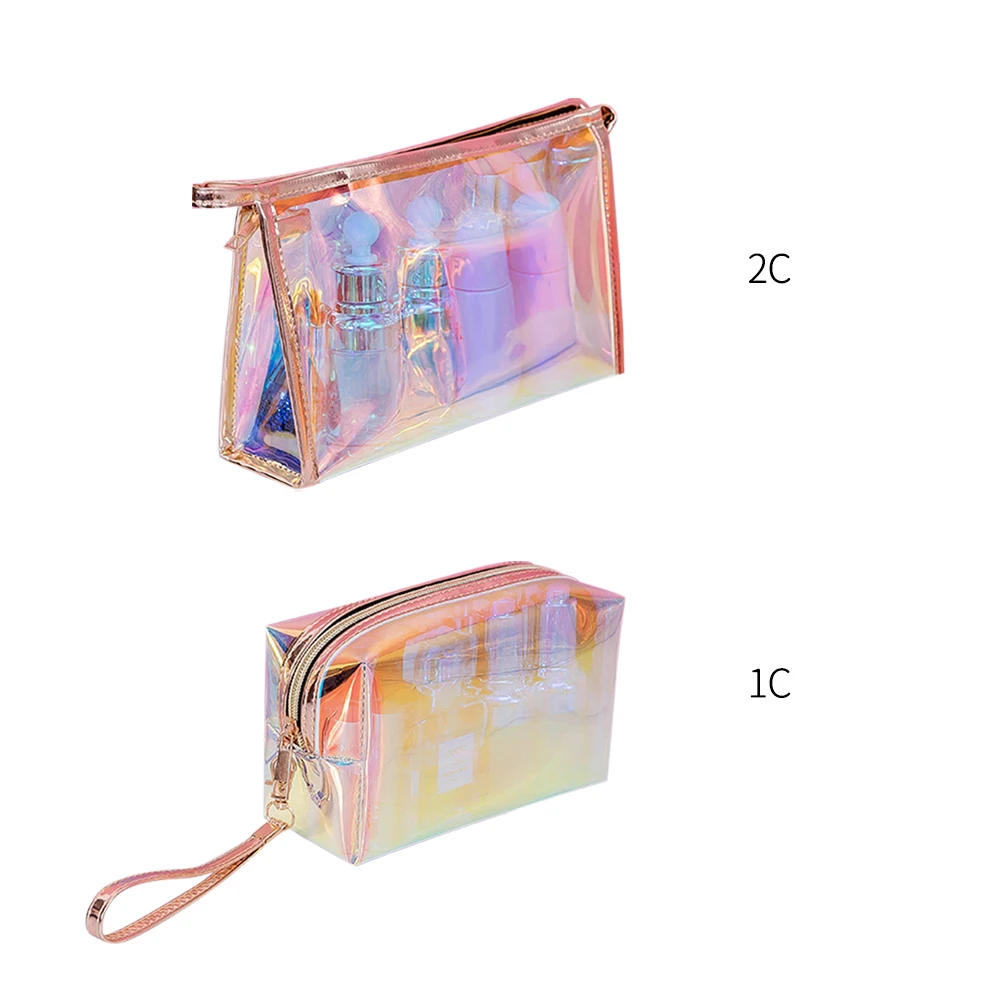 Cosmetic Bag Laser Cosmetic Bag Glitter Travel Accessories Girls Toiletry Bag Airplane Transparent Holographic Makeup Bag