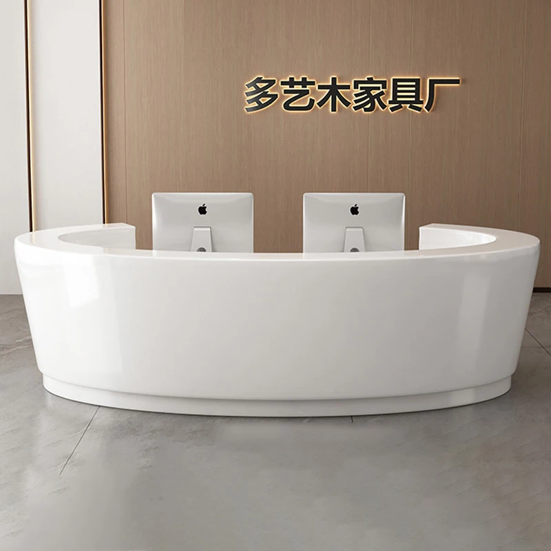 

U Shape Salon Reception Desks White Front Desk Office Welcome Drawers Reception Desks High-end Service Bureau Office Furniture
