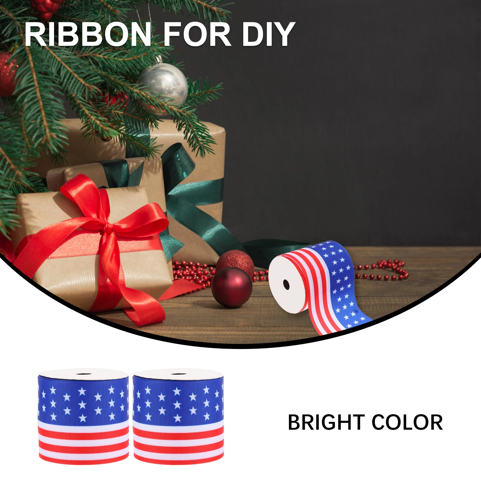 

American Flag Color Theme Ribbon for Independence Day Decorations Clear Printed Pattern Festive Atmosphere Gifts Holiday