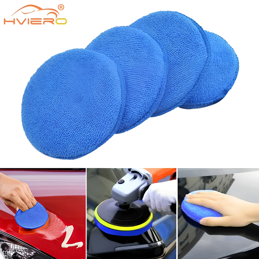 1/2/4/6X Car Circular Waxing Cake Washing Sponge Block Crystal Plated Polishing Supplies Motorcycles Cleaning Curing Brush Tools