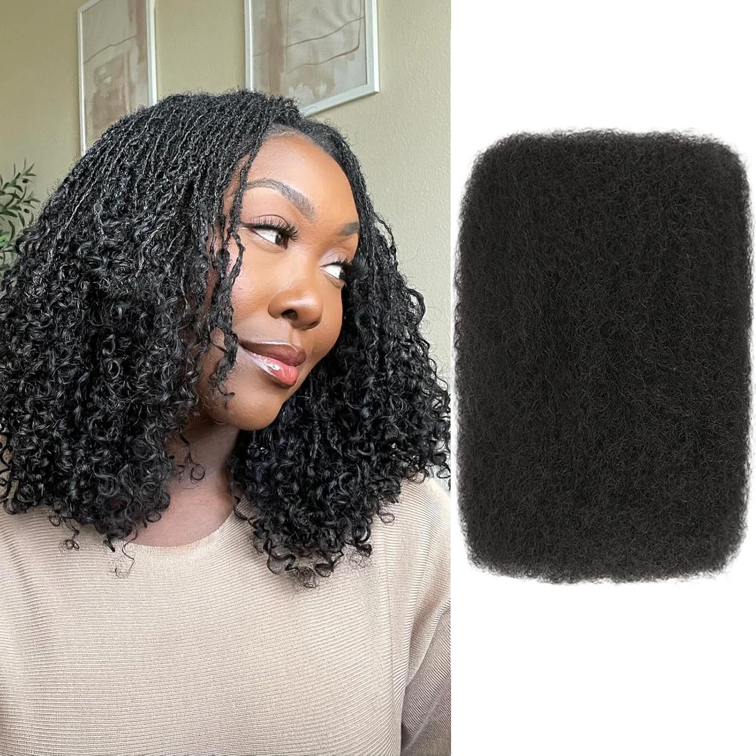 1 Pack Afro Kinkys Bulk Hair for Braiding Dreadlock Extensions 8-16 Inch DIY Synthetic Afro Kinky Curly Braiding Hair