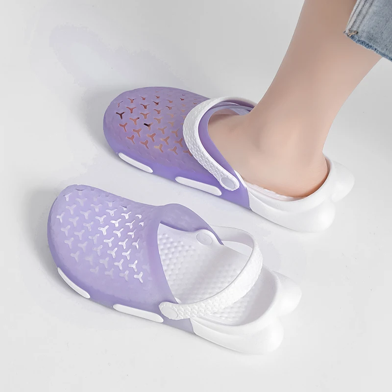 Hole Shoes for Women Fashion Outdoor Slippers 2024 Summer Women's Baotou Slippers Soft Sole Baotou Sandals Slippers Beach Shoes