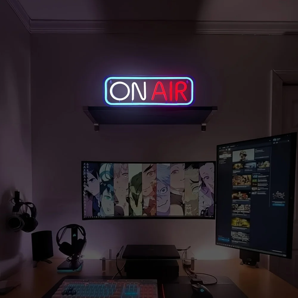 ON AIR Neon Signs - LED Live On Air Neon Lights For Gamers Streaming/Recording Sign - Round Led Sign For Studio, Wall, Bedroom,