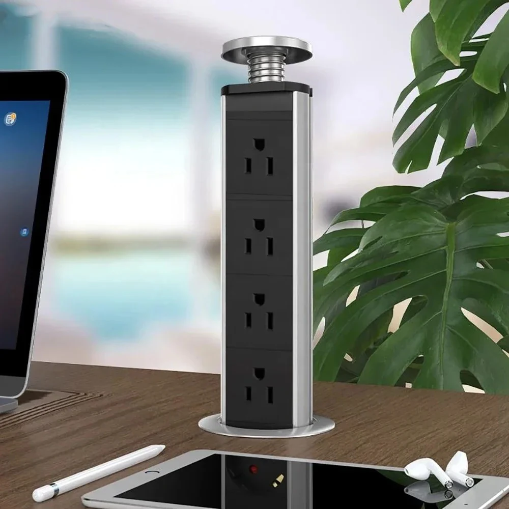 Melanerowa listwa zasilająca USB US Plug Outlet ukryty wysuwana listwa elektryczna biurkiem elektrycznym blat kuchenny przewód przedłużający 1.8m