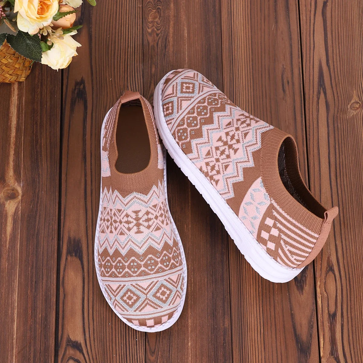 Fashion Flats Female Spring Autumn Casual Knitting Slip on Low Heels Round Toe Shoes for Women Casual Shoes Woman Plus Size image 5