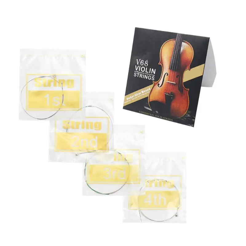 4 pièces cordes violon remplacement pour pièces d'instruments musique violon 3/4 4/4 E56D