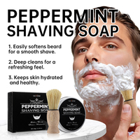 Mint Scent Men's Shaving Soap Shaving Brush Kit  Long-lasting Shaving Soaps Refreshing Gentle Smooth Shave Beard Cream for Men