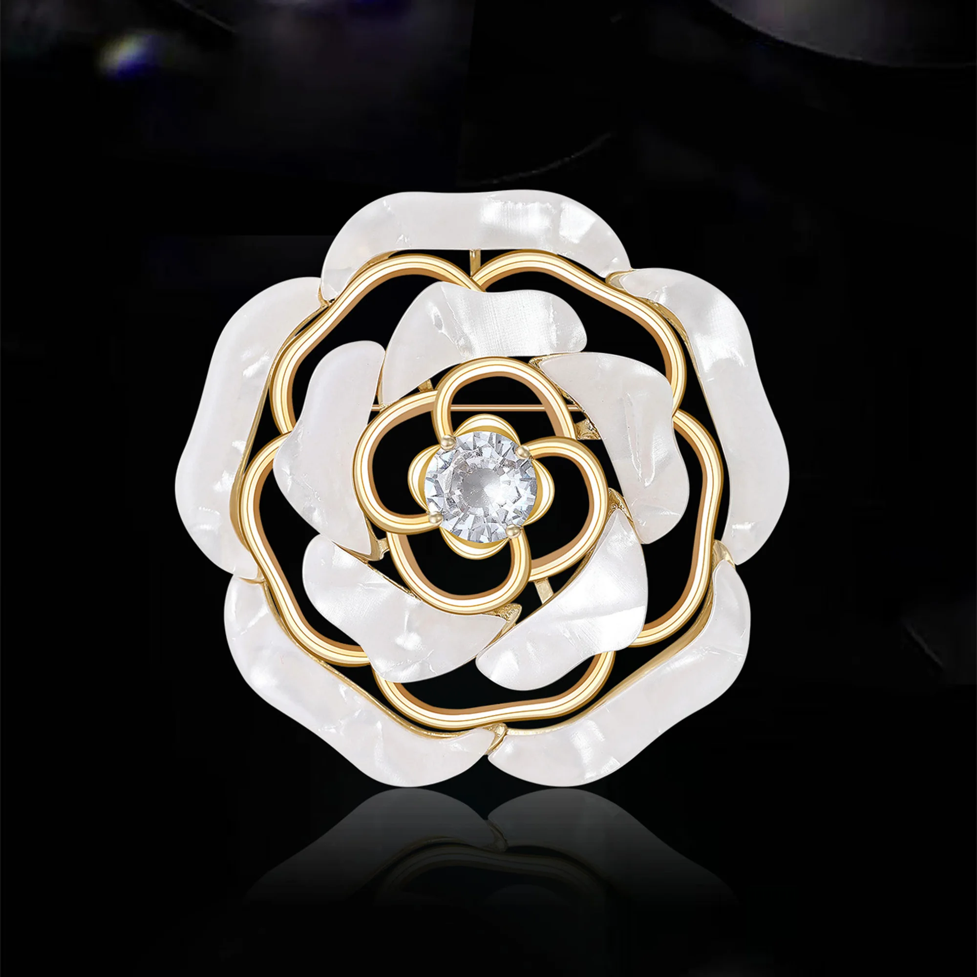 Fashion Acrylic Flower Brooches for Women Unisex Rhinestone Plant Pins Event Party New Year Gifts Decoration Clothes Accessories