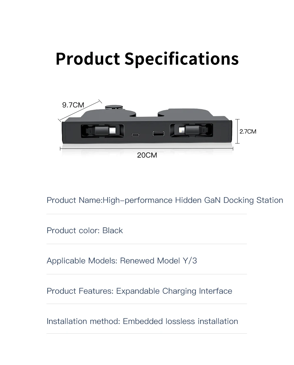 USB-Hub-Ladegerät für Tesla Model Y Juniper 2025-2026 & Model 3 Highland 2024-2026 Mittelkonsolen-Dockingstation Zubehör – Detail 16