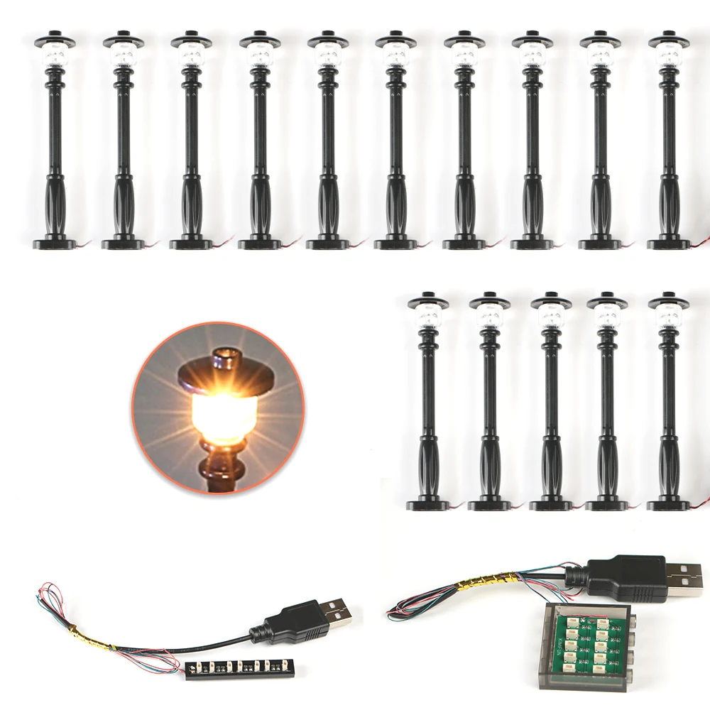 15 stks Stad Straat Licht Led (10 in 1 USB Aangedreven) Bouwsteen Lamp MOC Compatibel met Bakstenen DIY 2039 11062