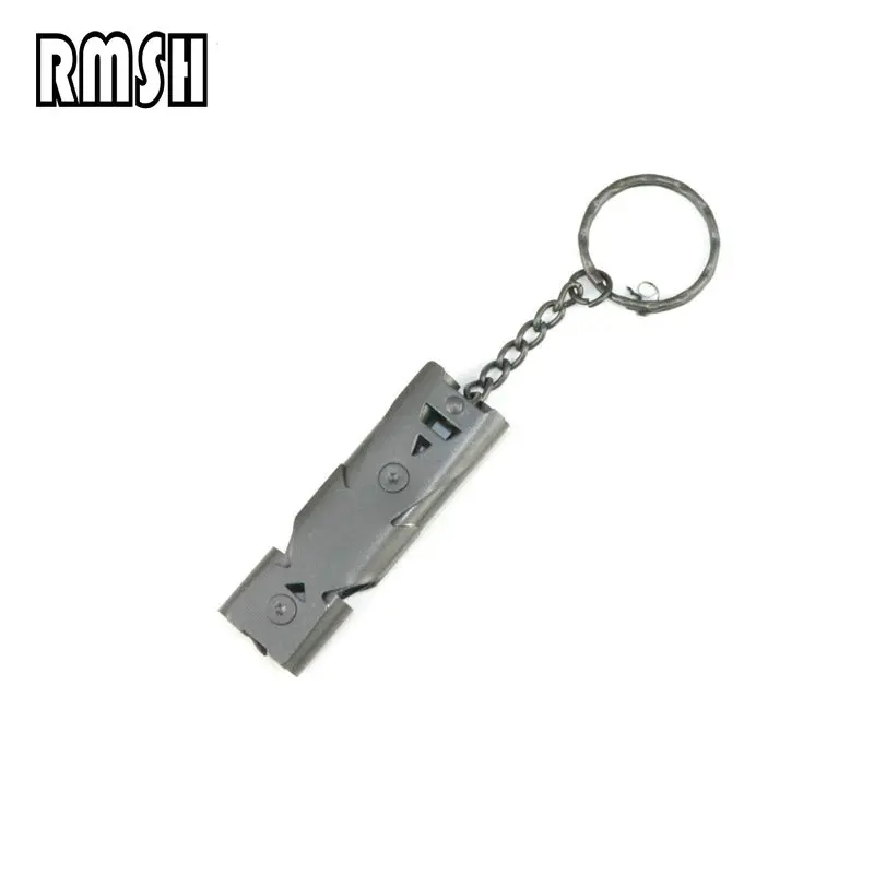 Multifunctional Double Tube Survival Whistle Portable Stainless Steel Keychain Outdoor Tools Training Whistle for Camping Hiking