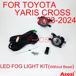 Bumper LED Fog Lights Driving Lamps For Toyota Yaris Cross 2023 2024 Passenger + Driver Side With Bulb Switch Wiring Harness