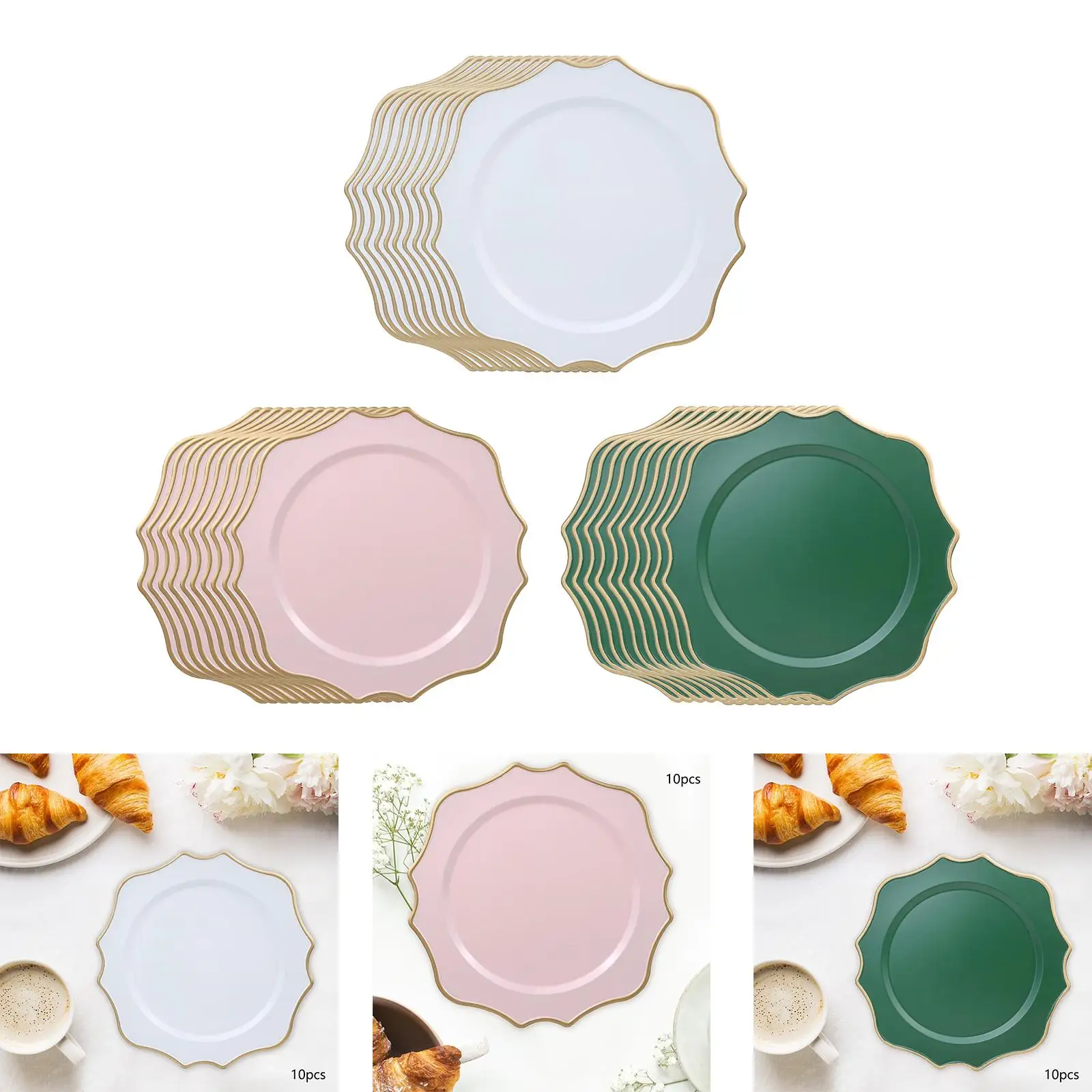 Elegant Plastic Charger Plates Decorative Tableware Plates Luxury Table Plates for Holiday Dinner Events