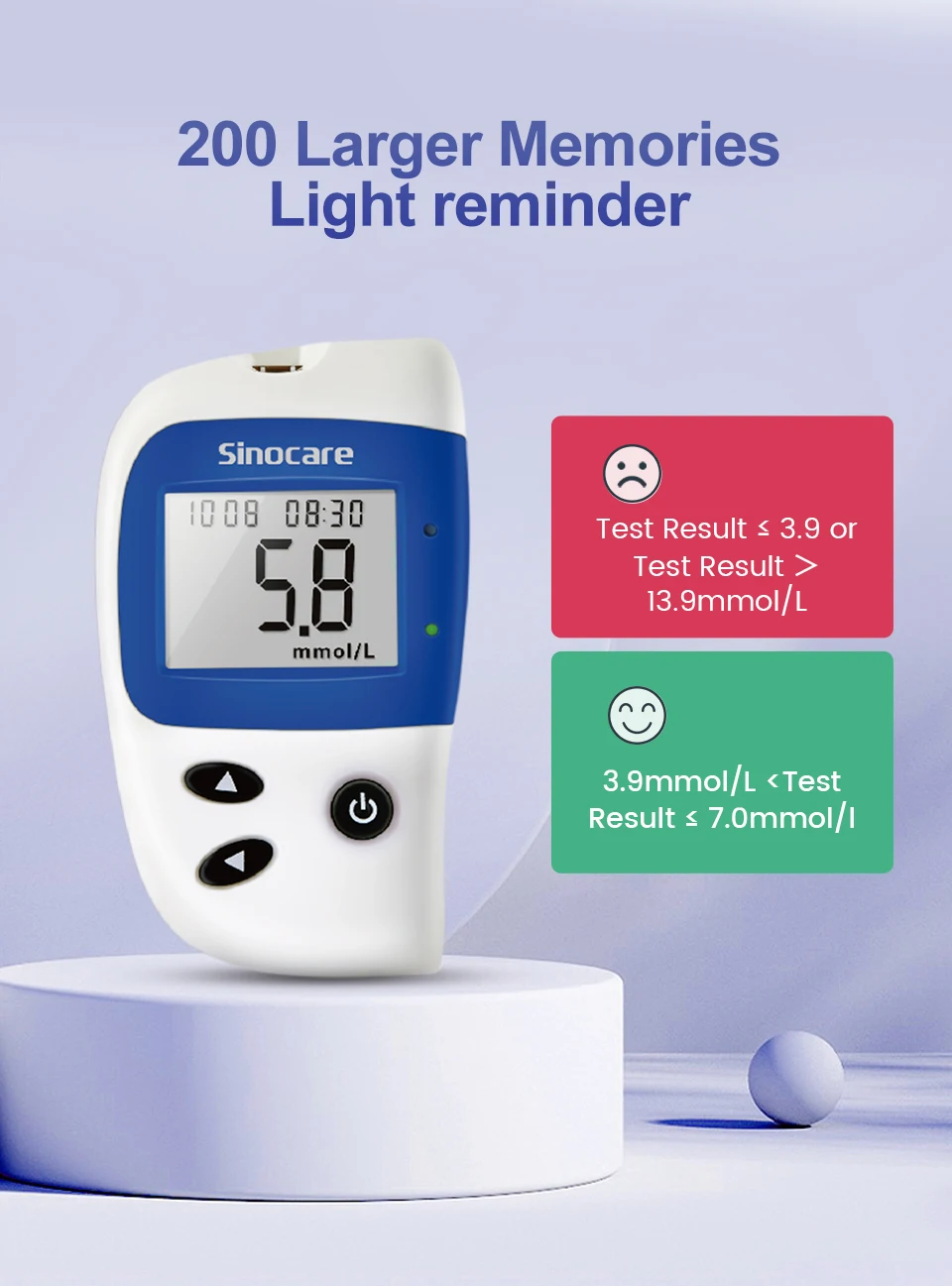 Sannuo Sinocare Safe ACCU2 Blutzuckermessgerät Blutzuckertestkit Diabetes Heim-Glukometer mit 50 Teststreifen oder Nur Teststreifen – Detail 5