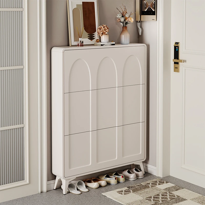 خزانة خذاء خشبية عمودية تصميم طويل القامة جميل ضيق رف أحذية الفندق خشبي فاخر حديث Gabinetes De Zapatos أثاث منزلي