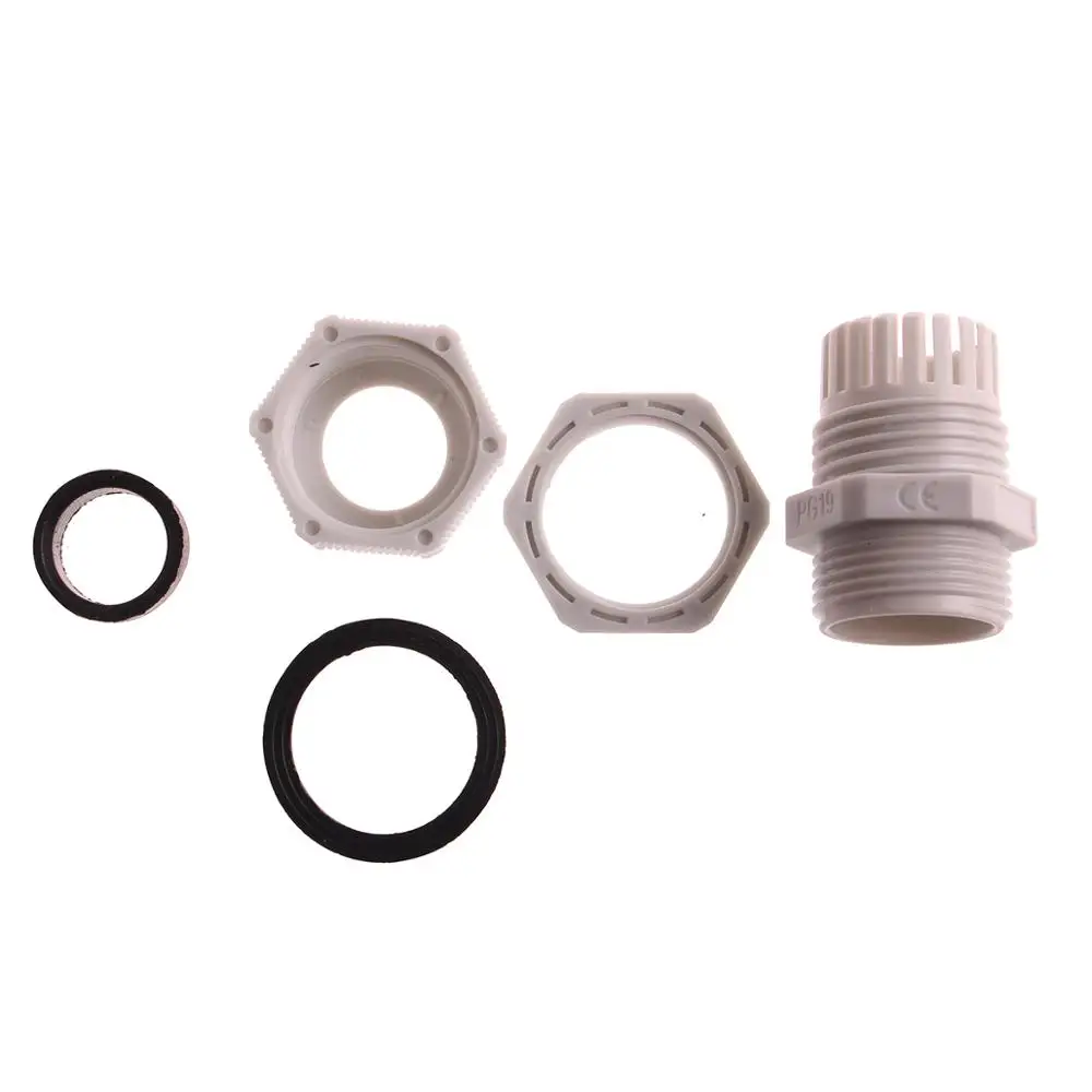 10Pcs Waterproof Cable Gland Cable entry IP68 PG7 for 3-6.5mm PG9 PG11 PG13.5 PG16 PG19/21 White Black Nylon Plastic Connector