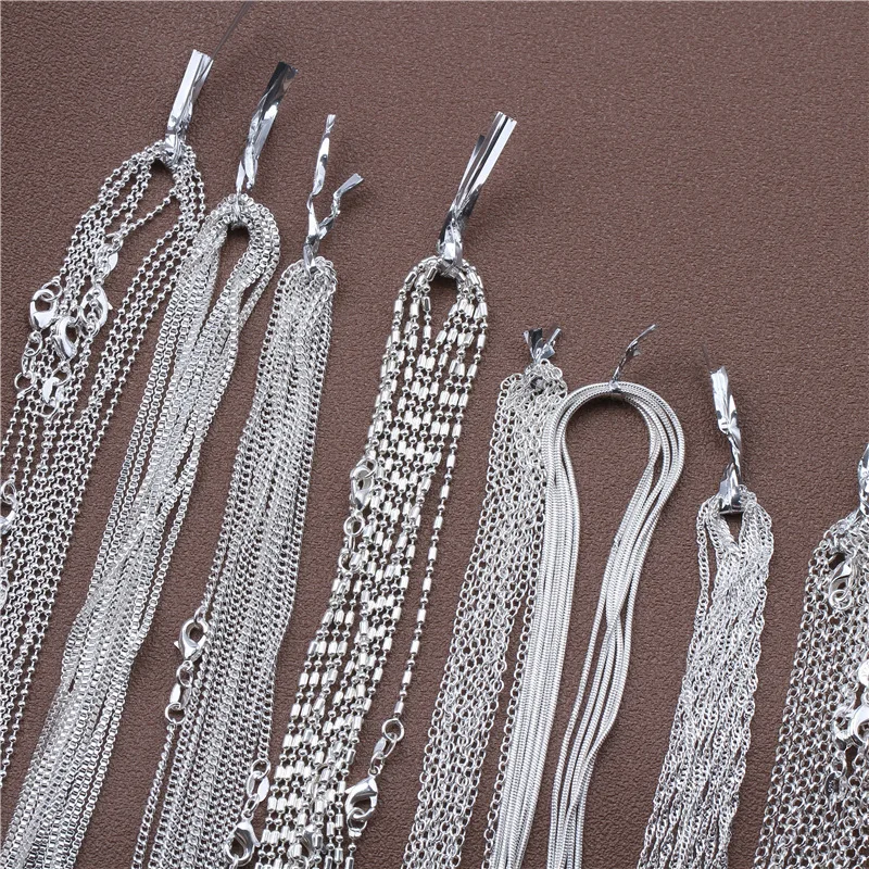 1 Stück 925 Sterling Silber 16-30 Zoll Rolo Bead Figaro Kette Halskette für Männer Frauen 9 Designs Modeschmuck – Detail 4