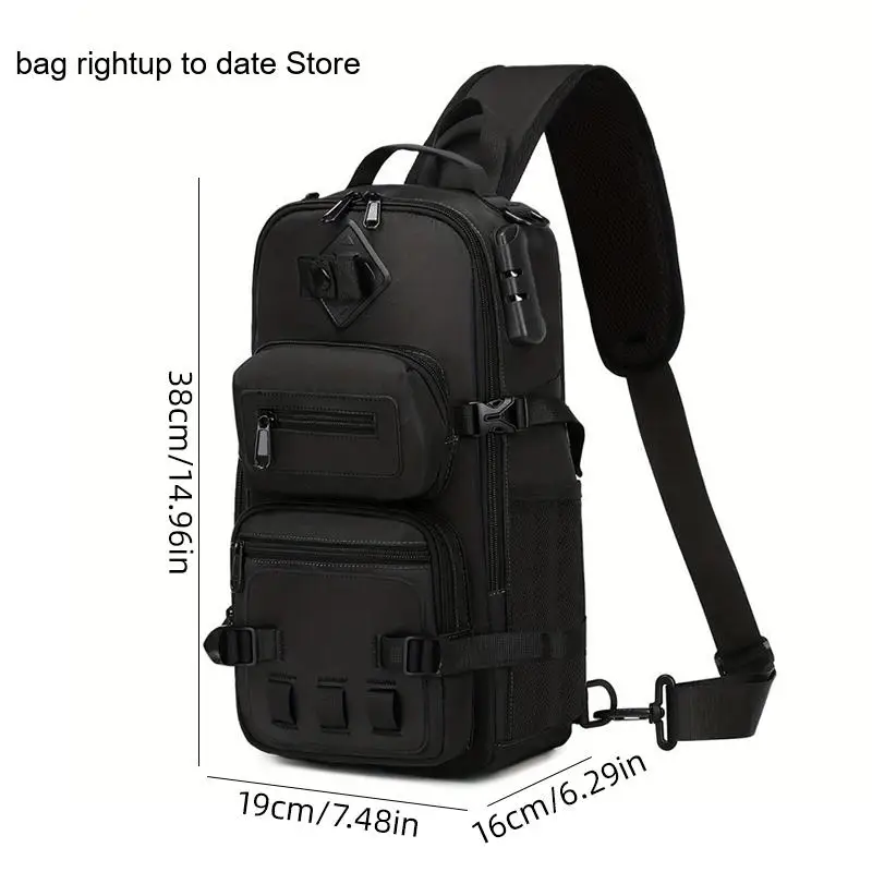 Simple Casual Business Chest Bag for Men Crossbody Shoulder Pack with Combination Lock Fishing Hiking Camping