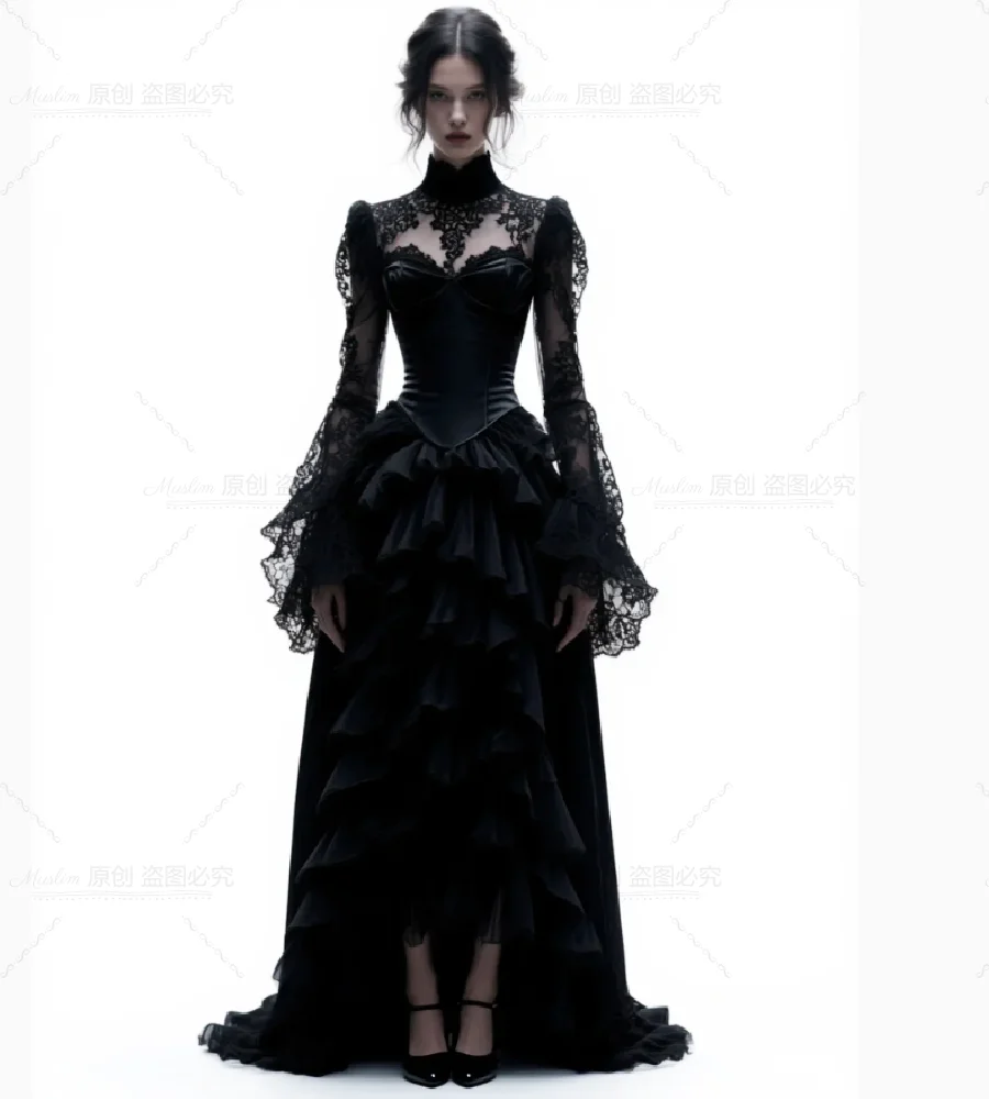 Vintage White Gothic Wedding Dress Tiered Ruffles Medieval Costume Celtic Bridal Gowns Renaissance Gorgeous Formal Occasion 2026