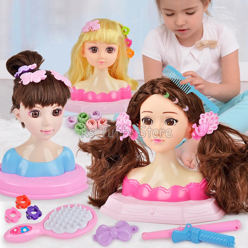 

Kids Dolls Half Body Girl Makeup Comb Braided Hair Toys Play Princess Hairstyle Decor Accessories Beauty Fashion Gifts for Girls