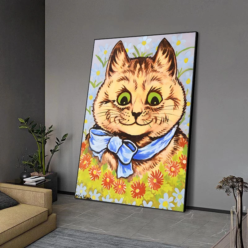 Louis Wain Illustration Exhibition Poster Anthropomorphic Cat Art Prints Canvas Painting Cat Wall Art Pictures Home Room Deco view 5