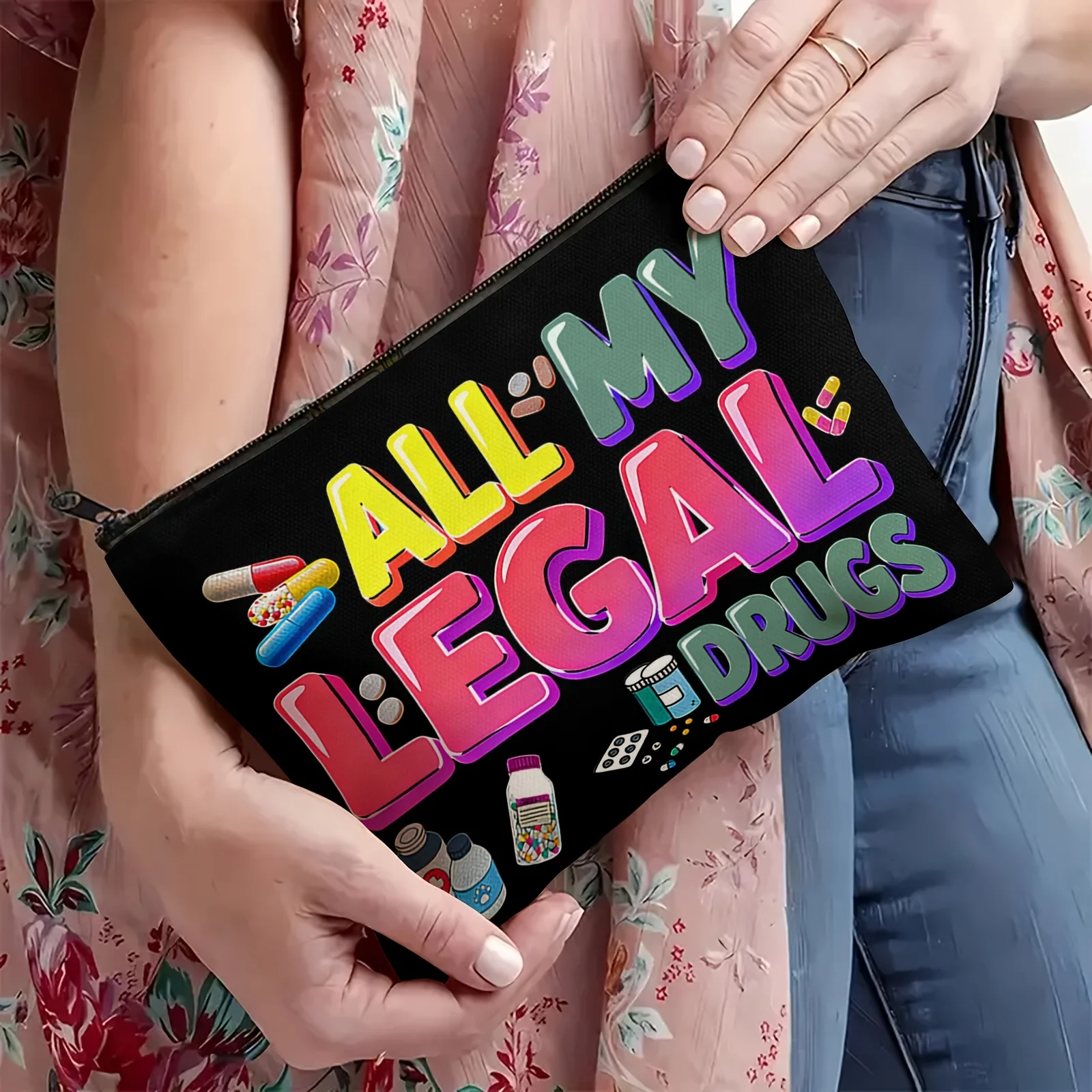 Cosmetics and Drug Storage Bag - Printed with the Words 