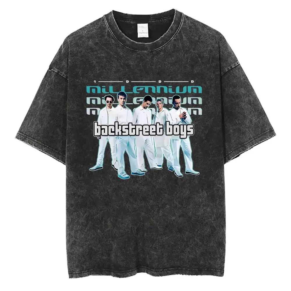 

Washed Vintage Backstreet Boys Into The Millennium 2025 Merch T Shirt Men Women Hip Hop Fashion Oversized T-shirt Man Streetwear
