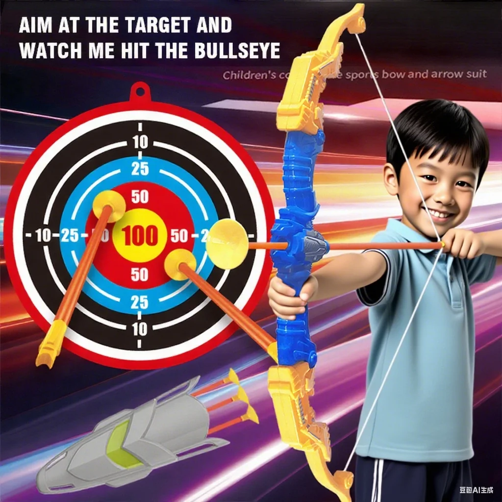 

Kids Bow and Arrow Set Indoor and Outdoor Interactive Sports Games Archery Shooting Toys with 5/10 Arrows Children Gift