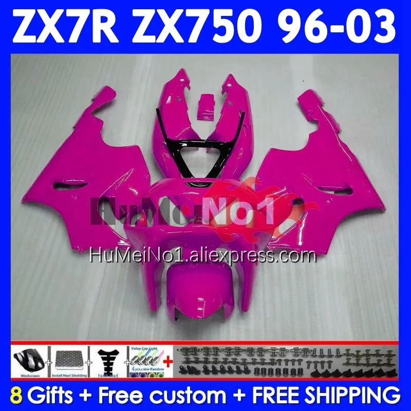 Body Kit For KAWASAKI NINJA ZX 7R 7 R 750 ZX-750 210No.72 ZX750 ZX-7R ZX7R 96 97 98 99 2000 2001 2002 2003 Glossy pink Fairing