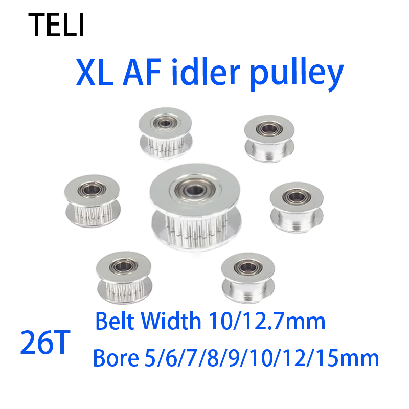 

XL Timing Pulley idler pulley 26 Teeth AF Type Bore 5/6/7/8/9/10/12/15mm for XL Belt Width 10/12.7mm 26toothed belt bearing