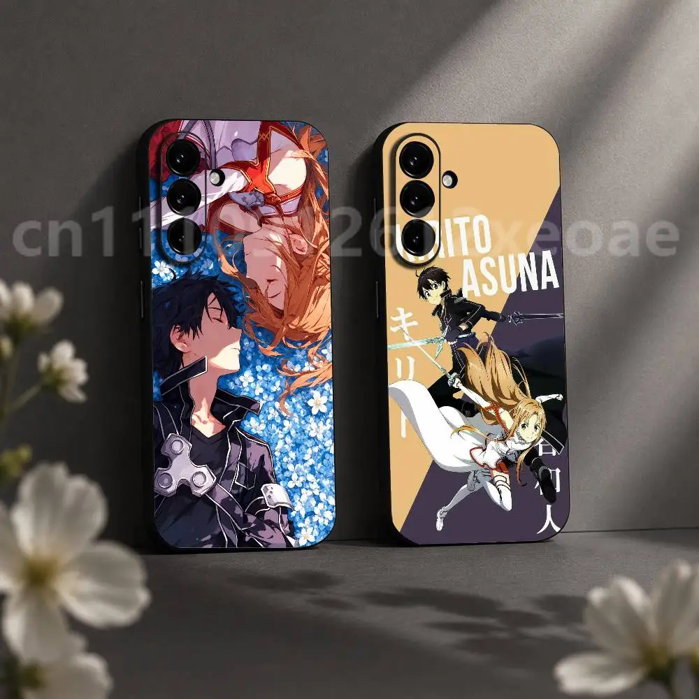 S-Sword Art Online SAO Phone Case For Samsung Galaxy S20 S30 S21 S22 S23 S24 S25 S26 Plus Ultra Cover Black TPU Shockproof