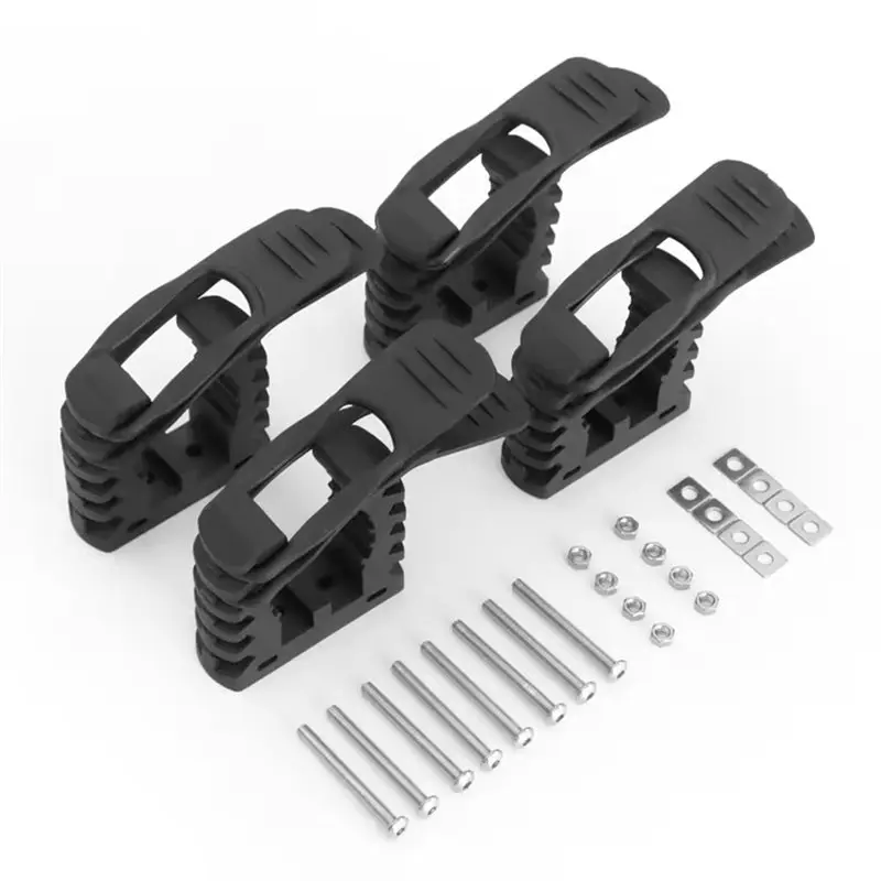 DT17 4 Set Quick Release Rubber Clamp Shovel Holder, Fits 5/8 to 2-1/4 Diameter Tool Handles, Mounting Bracket for Wood Working
